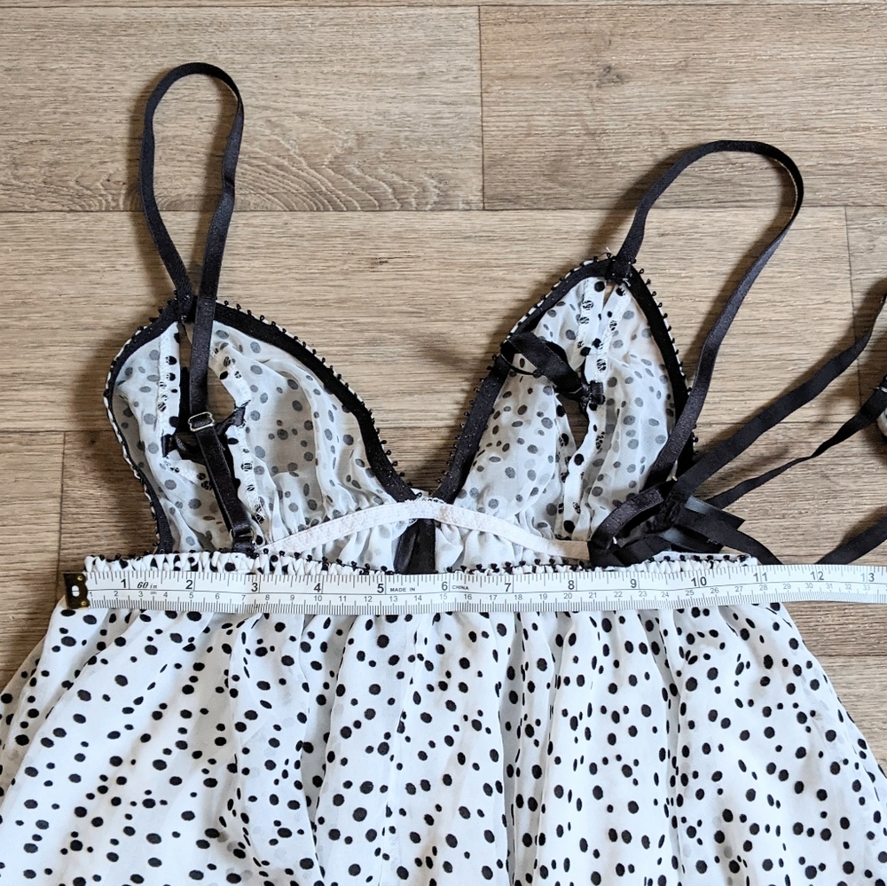 Victoria's Secret Polka Dot Black & White Lingerie Set Size Small - Picture 4 of 7